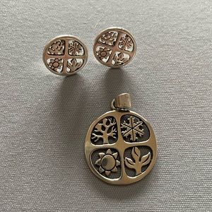 EUC James Avery Vintage Four Season Pendant and Earrings Set